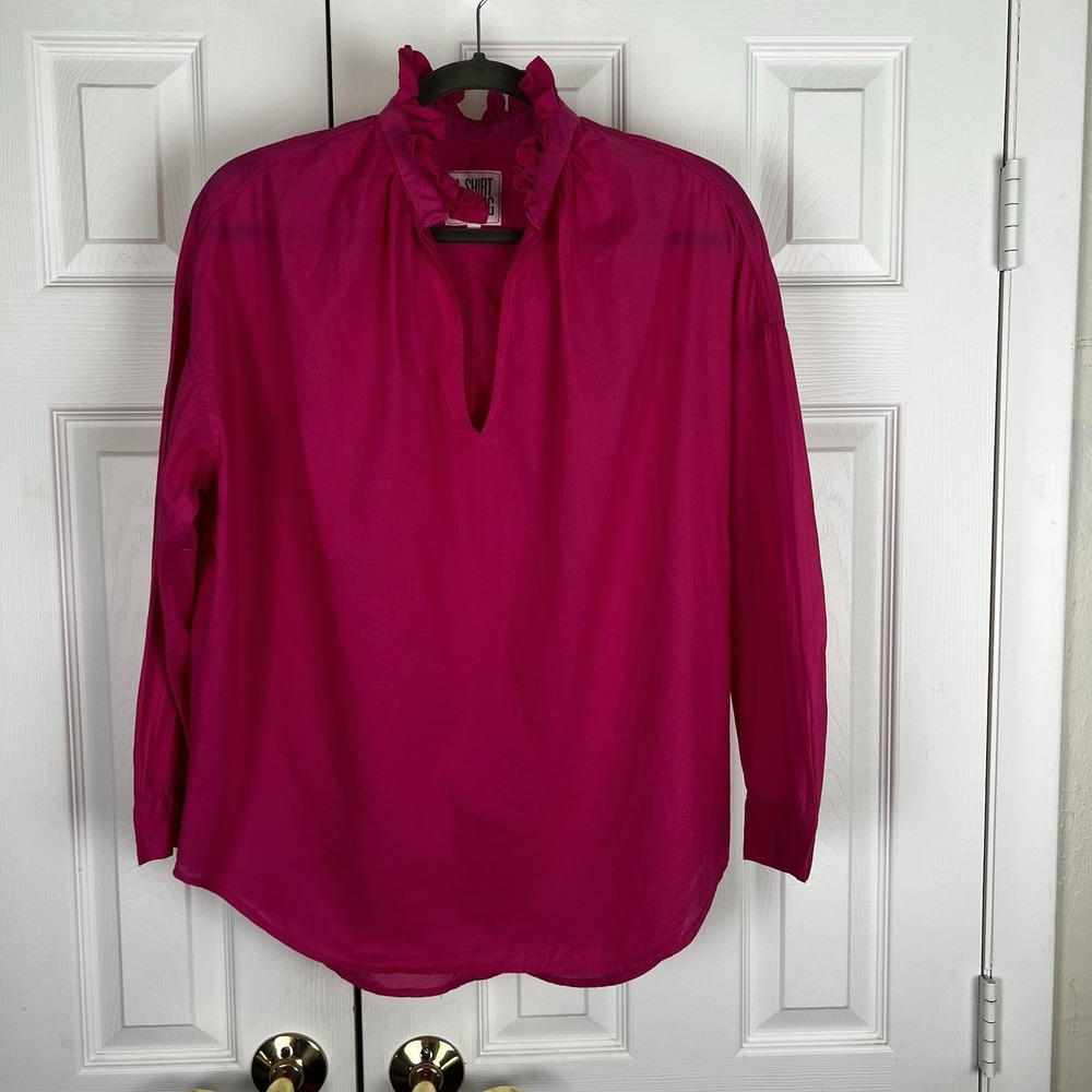 A Shirt Thing XS Penelope Ruffle Collar Shirt In Pink Women's Coastal